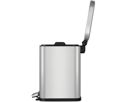 Poubelle à pédale en acier inoxydable avec couvercle ouvert