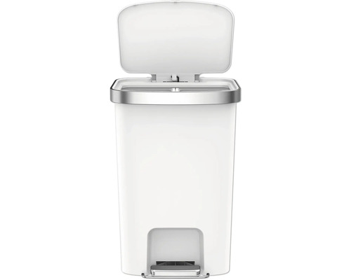 Poubelle à pédale avec couvercle ouvert