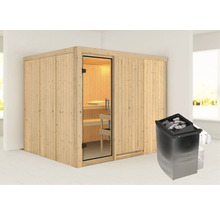 Innenraumsauna mit Glastür und Saunaofen