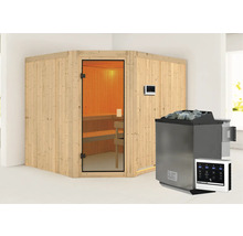 Sauna avec poêle de sauna et commande