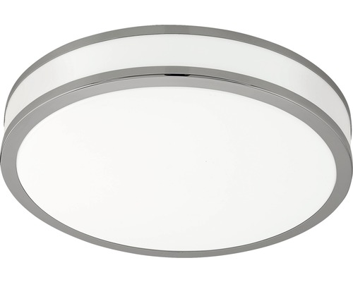 Plafonnier LED plastique-acier 24W 2600 lm 3000 K blanc chaud hxØ 60x410 mm Palermo blanc/chrome