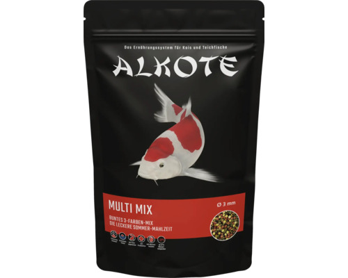 Nourriture de bassin ALKOTE Multi Mix 3 mm 500g nourriture pour carpes koï pour poissons de moins de 25 cm, avec des probiotiques Alkoste Multi Mix nourriture pour koïs, aliment complet pour koïs et poissons de bassin