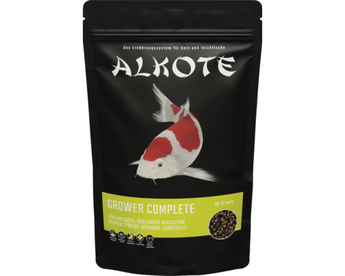 Teichfutter ALKOTE Grower Complete 3 mm 500g Koifutter für ein gesundes, schlankes Wachstum mit Prebiotika Alkote Grower Complete Koifutter für ein gutes und schlankes Wachstum