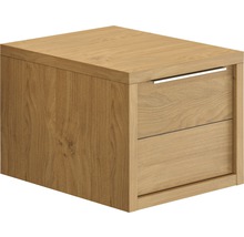 Meuble bas en bois avec deux tiroirs et poignée