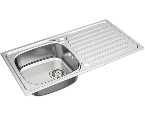 Spülbecken aus Edelstahl mit Abtropffläche