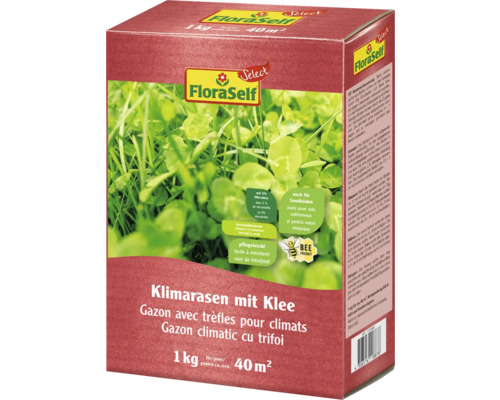 Gazon climatique avec microtrèfle FloraSelf Select 1 kg / 40 m² FloraSelf Gazon climatique avec trèfle, 1 kilogramme pour environ 40 mètres carrés