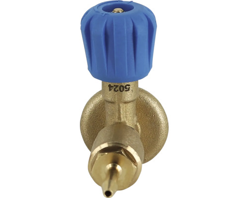 Gasarmatur mit blauem Drehknopf