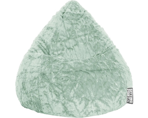 Pouf coussin Sitting Point BeanBag Fluffy XL env. 220 litres sauge 70x110 cm Pouf en fausse fourrure
