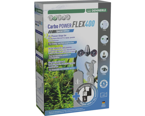 Dennerle Carbo Power Flex 400 CO2 Pflanzen Dünge Set für Einweg- und Mehrwegflaschen