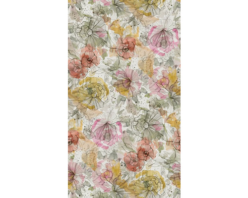 Fototapete Vlies 39694-1 Aquarel Dreams Blumen beige pink 3-tlg. 159 x 280 cm