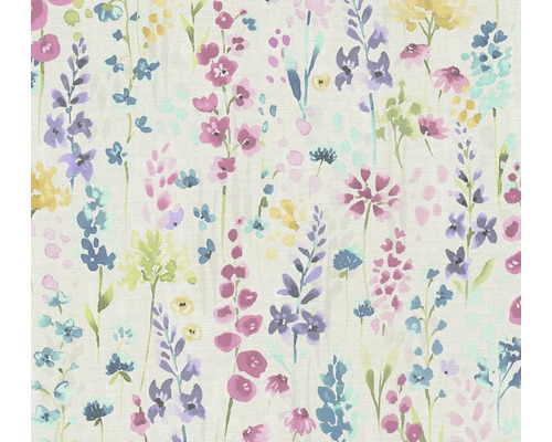 Papier peint intissé 39606-1 Aquarell Dreams feuilles naturel bleu blanc violet