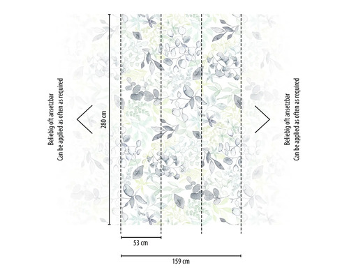 Abmessungen einer Fototapete mit Blumenmuster