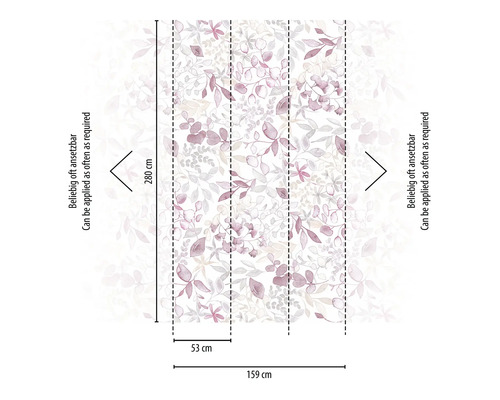 Papier peint intissé avec motif de feuilles, 280 x 159 cm, peut être appliqué à plusieurs reprises