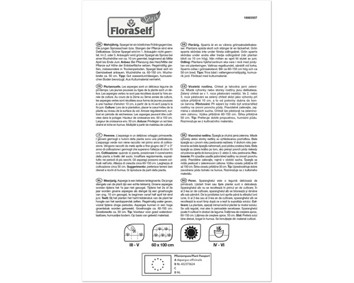 Informations sur l''asperge avec instructions de plantation et passeport phytosanitaire