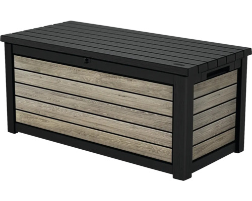 Boîte de rangement, malle à coussins Keter Ashwood 165G 630 L aspect bois anthracite/marron Boîte de rangement, malle à coussins Keter Ashwood 165G 630 L aspect bois anthracite/marron