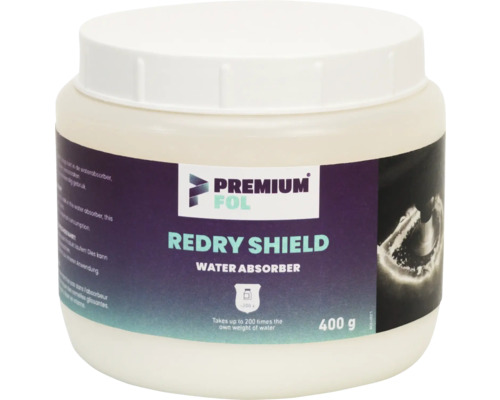 Absorbeur d’eau PREMIUMFOL Redry Schield en cas de fuites et d’inondations 400 g Absorbeur d''eau Premium Fol Redry Shield avec un contenu de 400 grammes