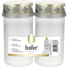 Deux bougies de tombe avec motif en croix sur le couvercle