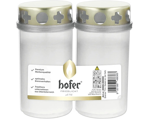 Deux bougies de tombe avec motif en croix sur le couvercle