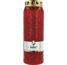 Bougie funéraire rouge avec couvercle doré