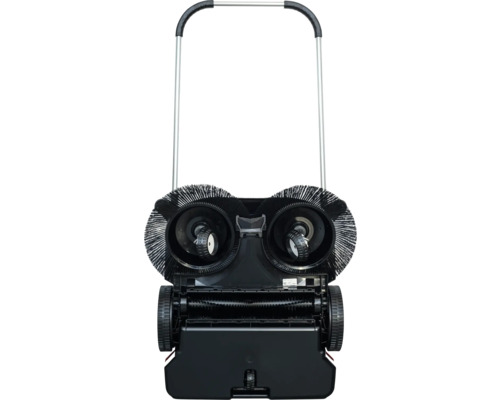 Balayeuse avec poignée et brosses rotatives.