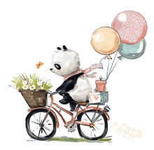 Leinwandbild Panda Bike 30x30 cm