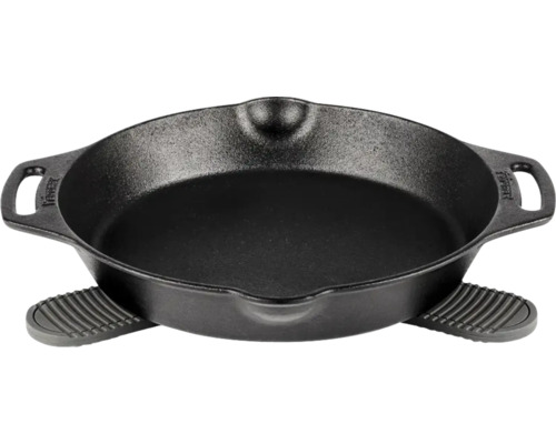 Poêle en fonte avec poignées et pieds de support