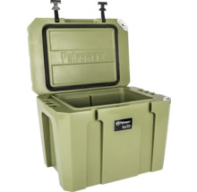Geöffnete, grüne Petromax Kühlbox kx50