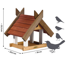 Mangeoire à oiseaux avec toit et dimensions