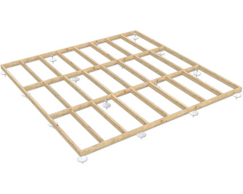 Holzrahmenkonstruktion mit Schraubfundamenten für den Gartenhausbau