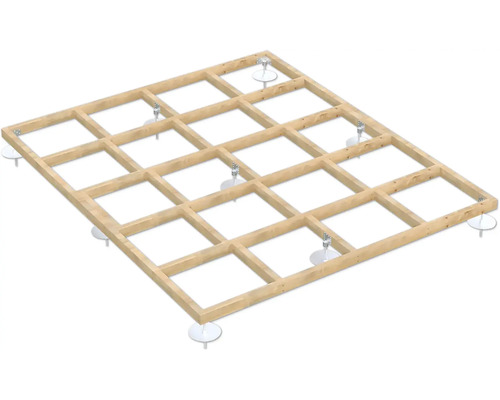 Holzrahmenkonstruktion mit Schraubfüßen