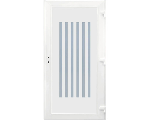 Weisse Tür mit vertikalen Streifen