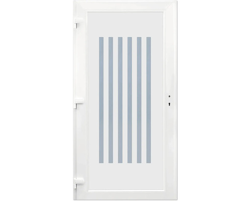 Weiße Tür mit fünf vertikalen Streifen