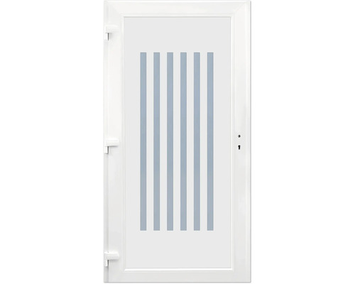 Weiße Tür mit fünf vertikalen Streifen