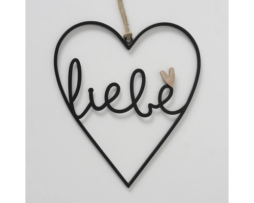 Objet de décoration cœur avec l''inscription Amour en métal