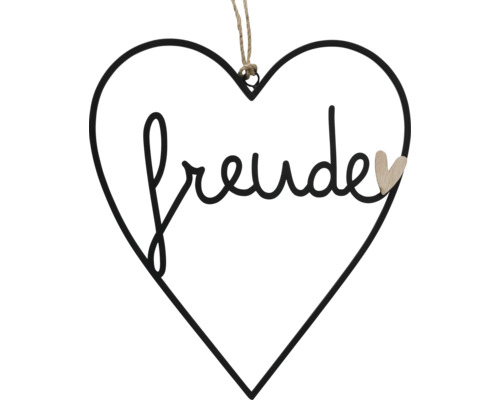 Cœur décoratif en métal avec l''inscription Freude et une cordelette pour l''accrocher