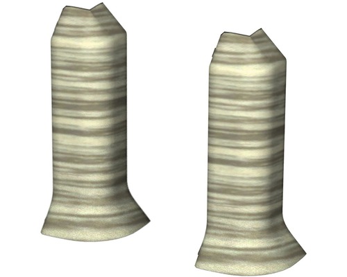 Angles extérieurs Prinz chêne gris 60 mm x 15 mm Deux colonnes décoratives beiges avec des rayures horizontales