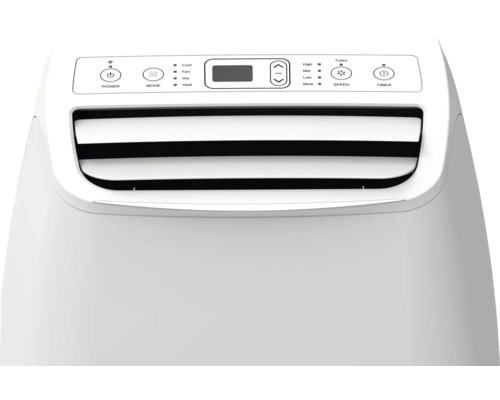 Climatiseur mobile avec diverses fonctions telles que refroidissement, ventilation, séchage et chauffage.