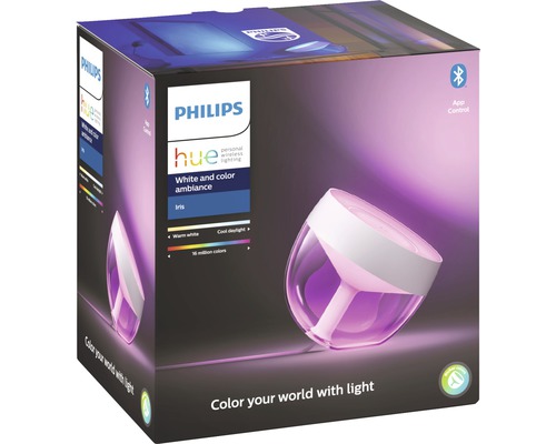 Philips Hue Iris White and Color Ambiance Lampe in der Verpackung