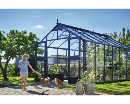 Gewächshaus JULIANA Premium 13 m² 3 mm Sicherheitsglas 296 x 439 cm Aluminium Gewächshaus JULIANA Premium 13 m² 3 mm Sicherheitsglas 296 x 439 cm Aluminium