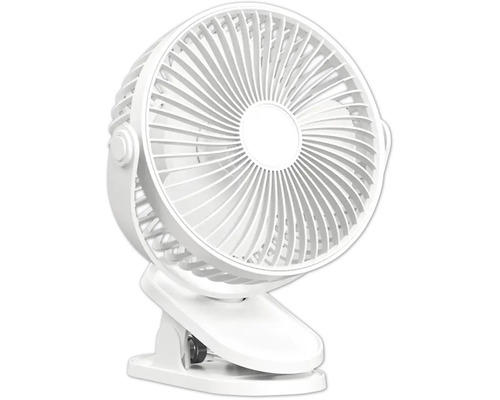 Clipventilator mit Licht 3 W Ø 15 cm 4 Geschwindigkeitsstufen mit USB-C Kabel aufladbar weiß