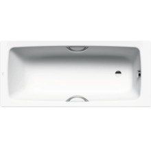 Vue de dessus d''une baignoire avec poignées