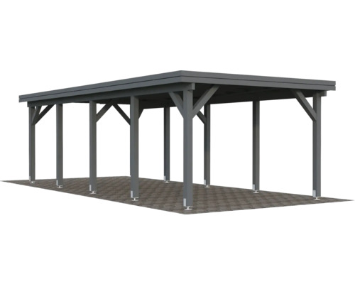 Freistehender Carport aus Holz mit Flachdach