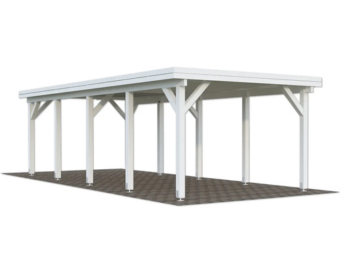 Carport autoportant en bois avec toit plat