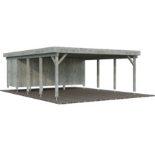 Holzcarport mit Flachdach und Seitenwänden
