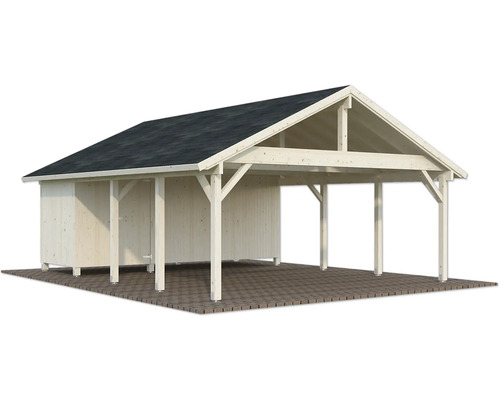Carport en bois avec remise à outils
