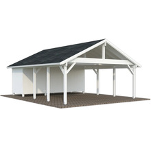 Carport mit Geräteschuppen aus Holz