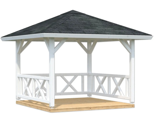 Pavillon avec plancher en bois et toit