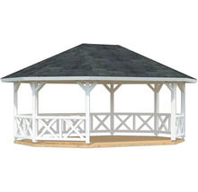 Pavillon avec plancher en bois et toit