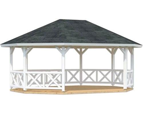 Pavillon avec plancher en bois et toit