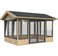 Abri de jardin avec portes en verre et baies vitrées